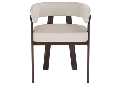 Lot de 4 fauteuils de table beige et noyer | Vexis
