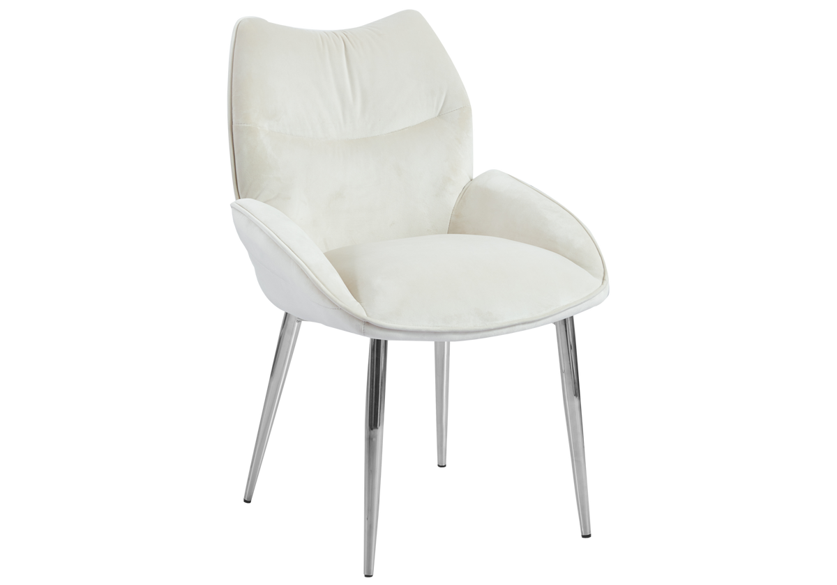 2 fauteuils de table beige pieds argentés | Vexta