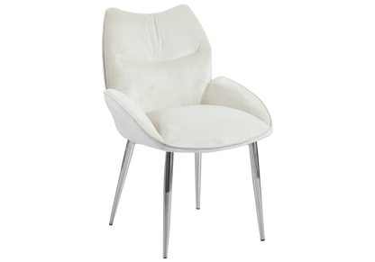 2 fauteuils de table beige pieds argentés | Vexta
