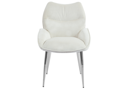 2 fauteuils de table beige pieds argentés | Vexta