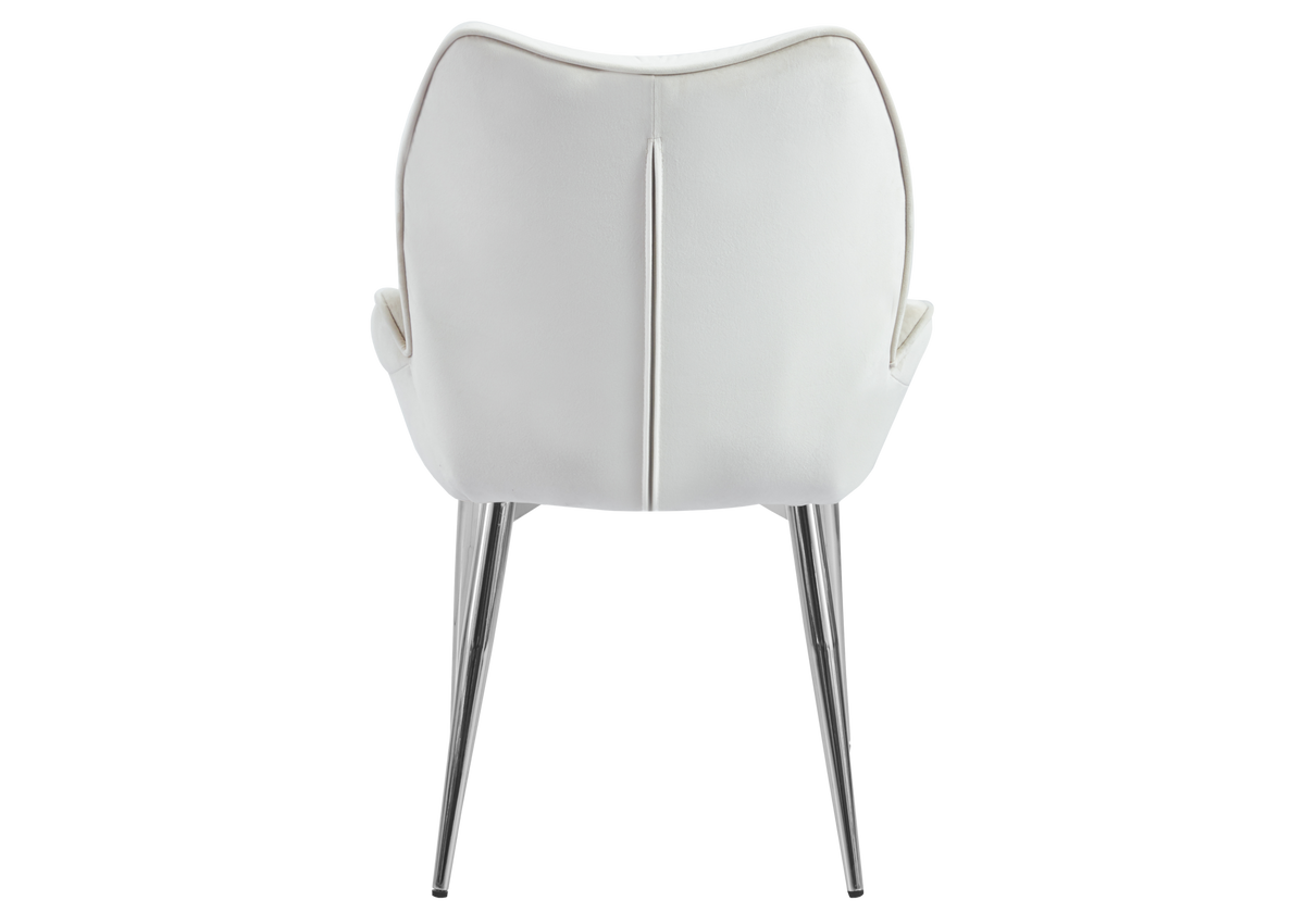 2 fauteuils de table beige pieds argentés | Vexta