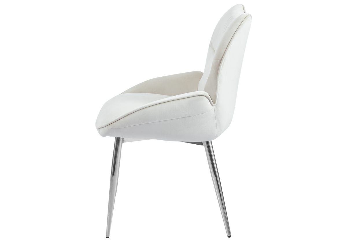 2 fauteuils de table beige pieds argentés | Vexta