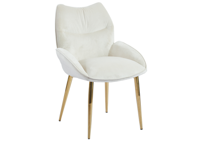 2 fauteuils de table beige pieds dorés | Vexta
