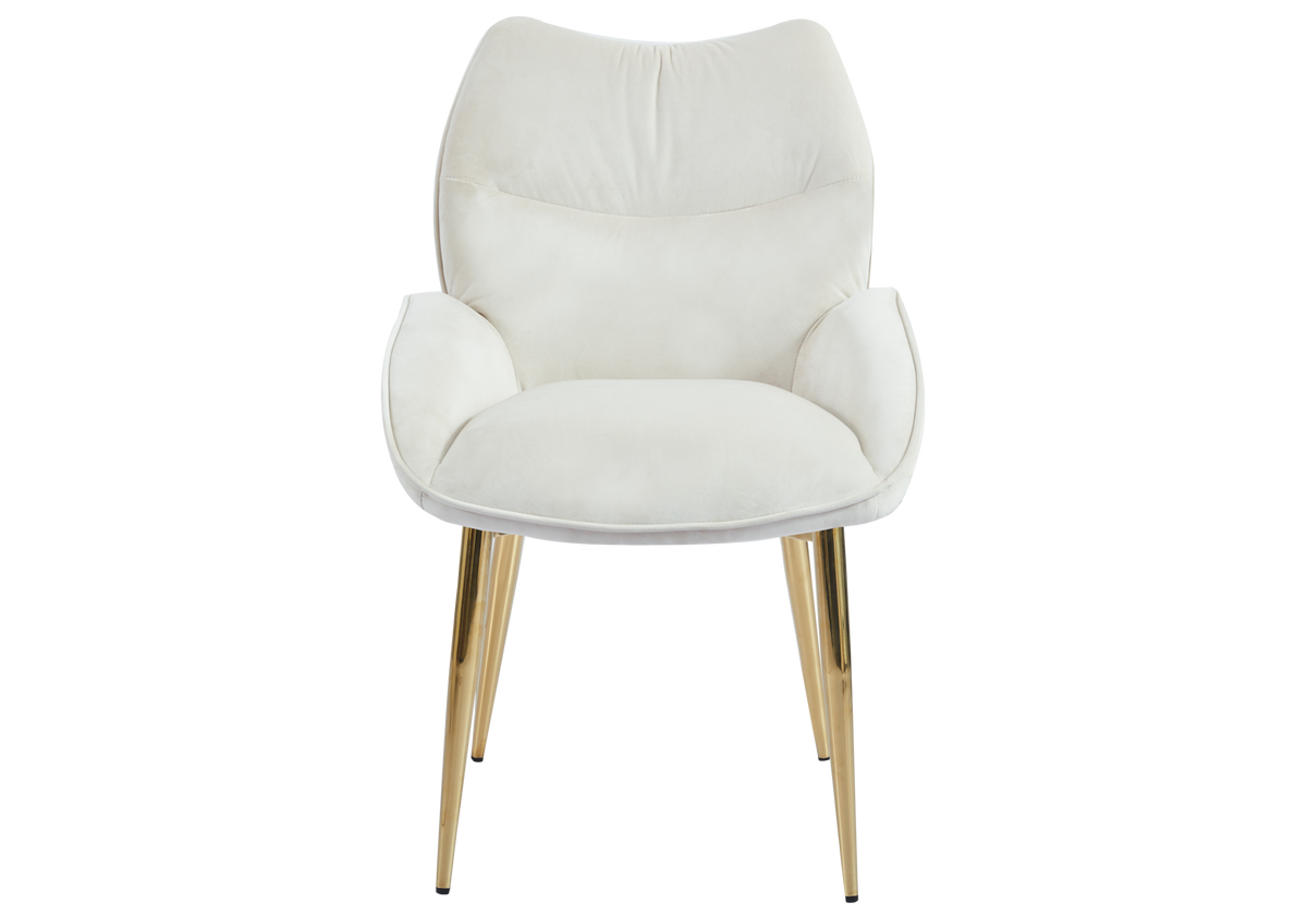 2 fauteuils de table beige pieds dorés | Vexta