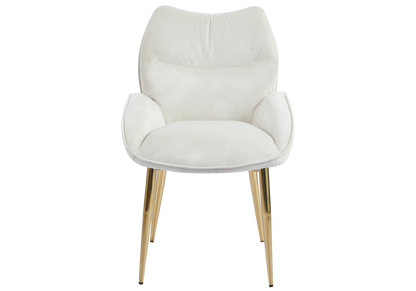 2 fauteuils de table beige pieds dorés | Vexta