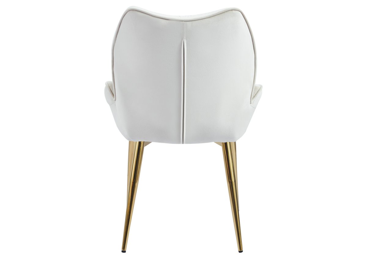 2 fauteuils de table beige pieds dorés | Vexta