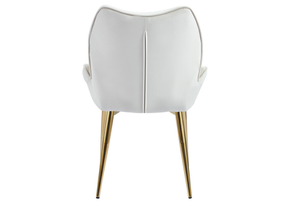 2 fauteuils de table beige pieds dorés | Vexta