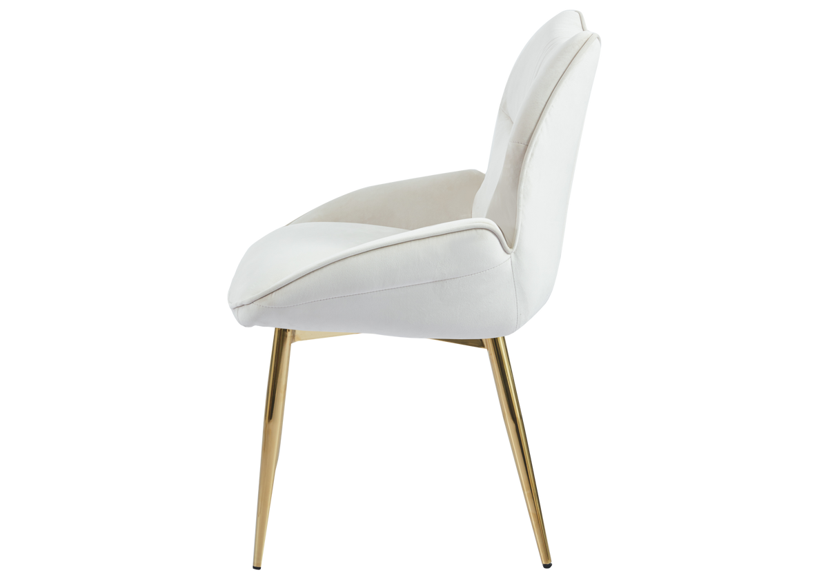2 fauteuils de table beige pieds dorés | Vexta