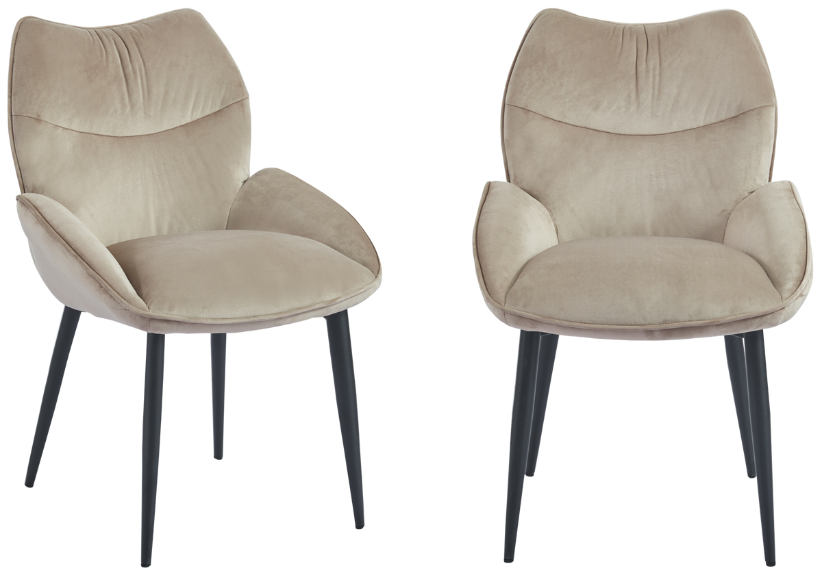 Lot de 2 fauteuils de table en taupe | Vexta