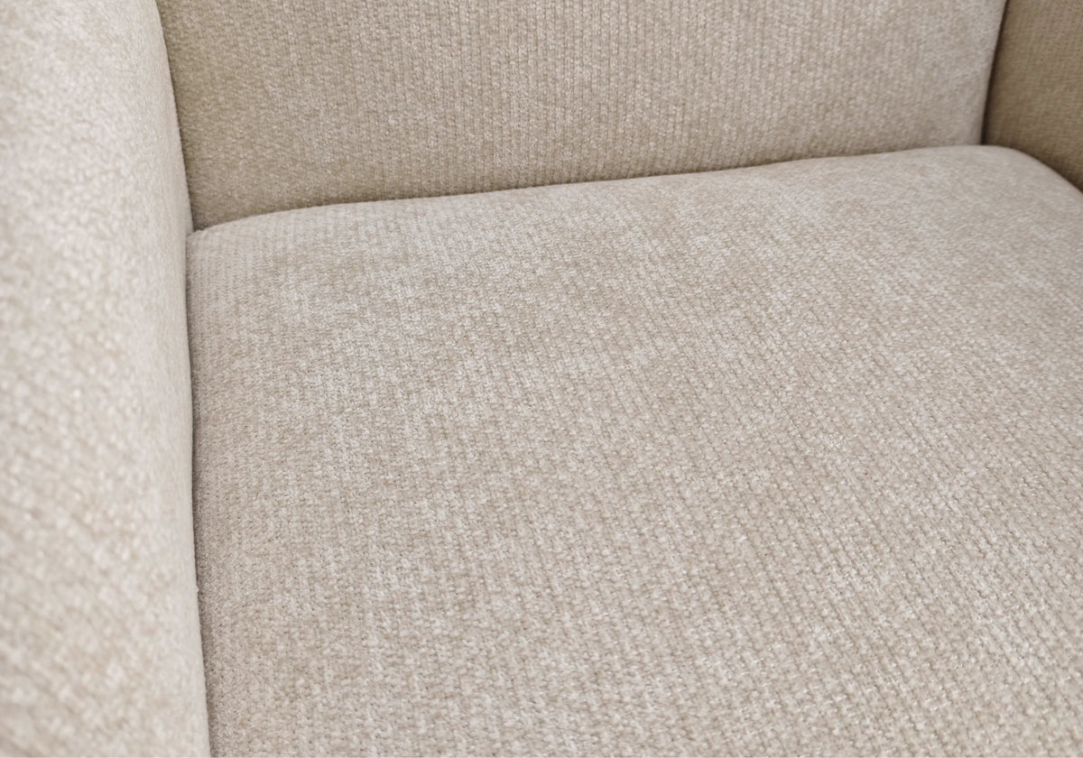 Fauteuil design arrondi velours bouclé taupe | Zyra