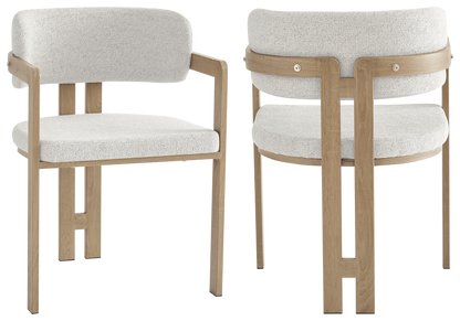 Lot de 2 fauteuils de table bouclé beige bois clair | Vexta