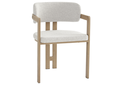 Lot de 2 fauteuils de table bouclé beige bois clair | Vexta