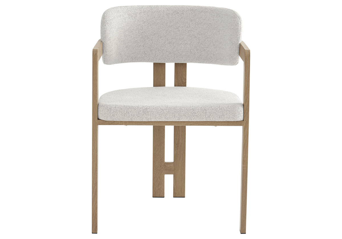 Lot de 2 fauteuils de table bouclé beige bois clair | Vexta