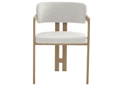 Lot de 2 fauteuils de table bouclé beige bois clair | Vexta