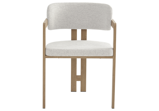 Lot de 2 fauteuils de table bouclé beige bois clair | Vexta