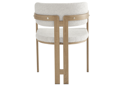 Lot de 2 fauteuils de table bouclé beige bois clair | Vexta