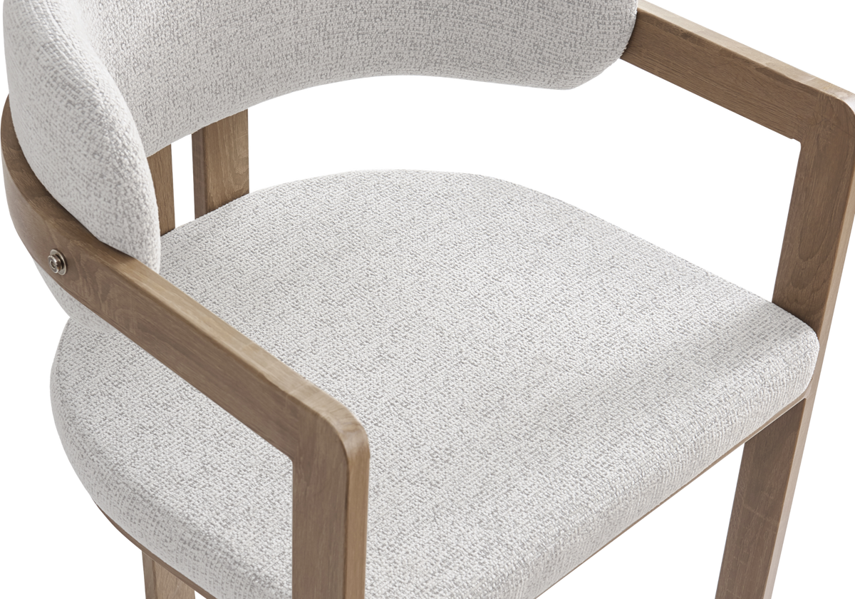 Lot de 2 fauteuils de table bouclé beige bois clair | Vexta