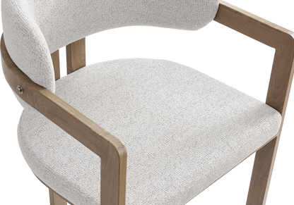 Lot de 2 fauteuils de table bouclé beige bois clair | Vexta
