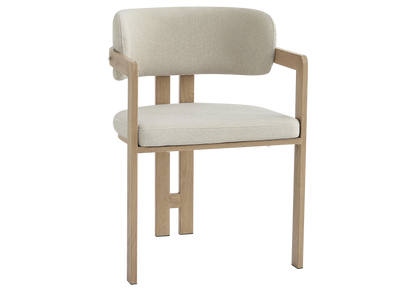 Fauteuils de table en bouclé sable et bois clair x2 | Vexta