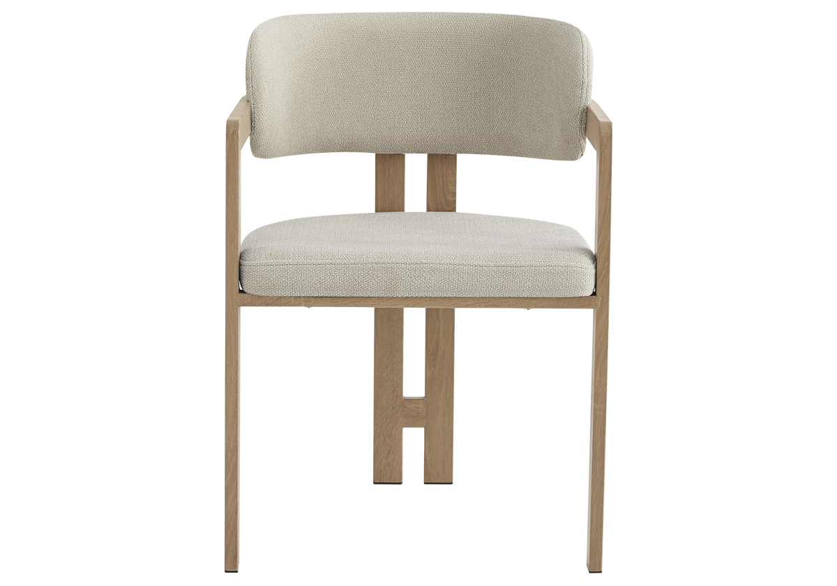 Fauteuils de table en bouclé sable et bois clair x2 | Vexta
