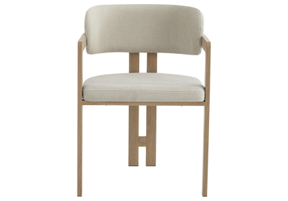 Fauteuils de table en bouclé sable et bois clair x2 | Vexta