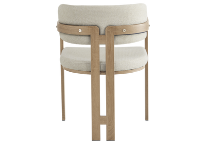 Fauteuils de table en bouclé sable et bois clair x2 | Vexta