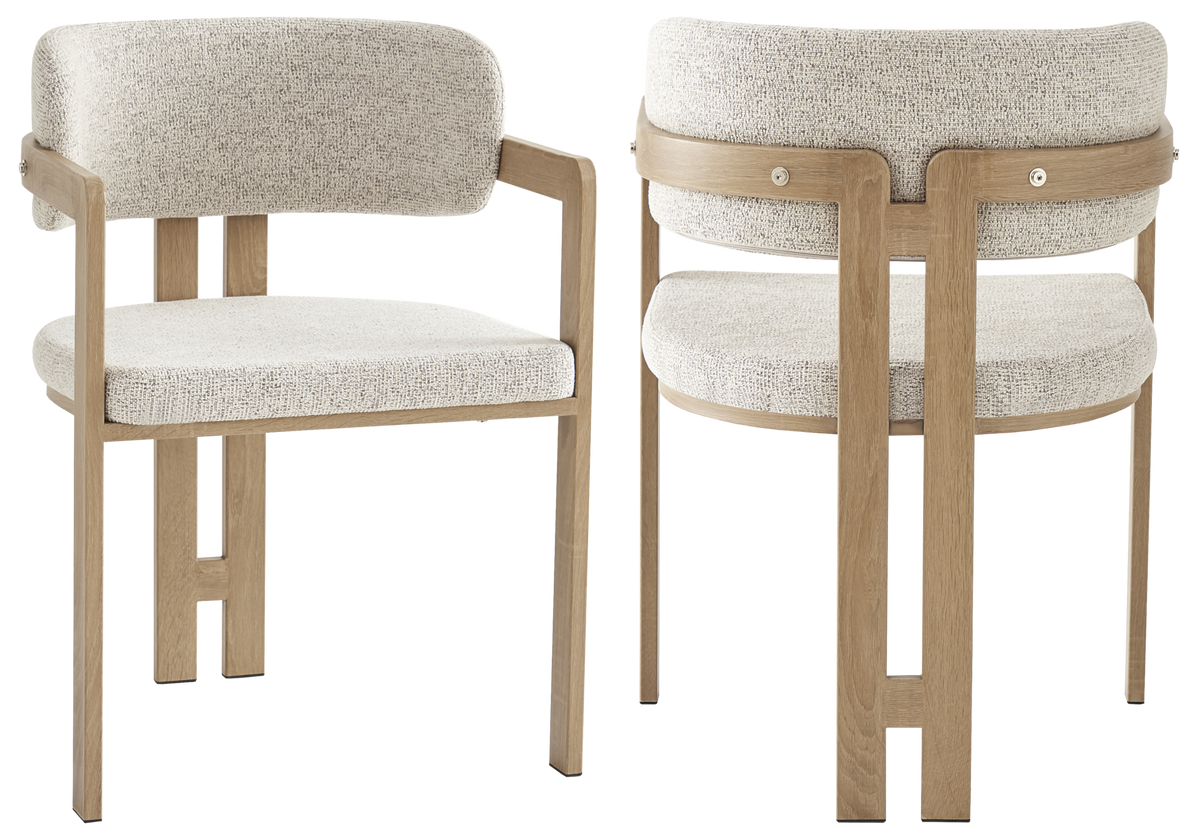 Fauteuil de table tweed capuccino bois clair x2 | Vexta