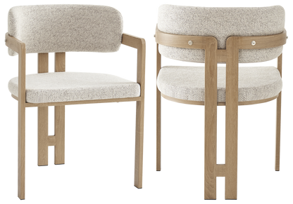 Fauteuil de table tweed capuccino bois clair x2 | Vexta