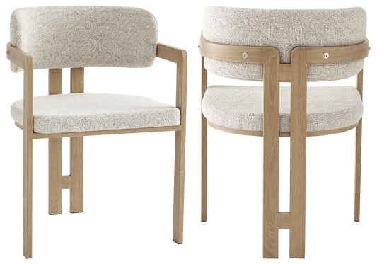 Fauteuil de table tweed capuccino bois clair x2 | Vexta
