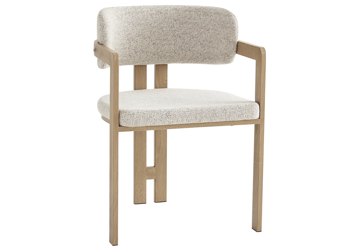 Fauteuil de table tweed capuccino bois clair x2 | Vexta