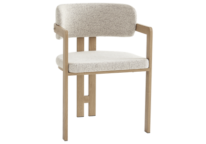 Fauteuil de table tweed capuccino bois clair x2 | Vexta