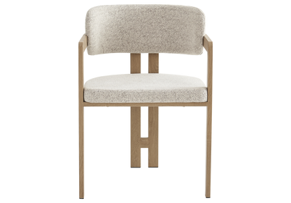 Fauteuil de table tweed capuccino bois clair x2 | Vexta