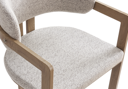 Fauteuil de table tweed capuccino bois clair x2 | Vexta