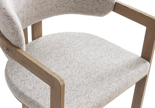 Fauteuil de table tweed capuccino bois clair x2 | Vexta