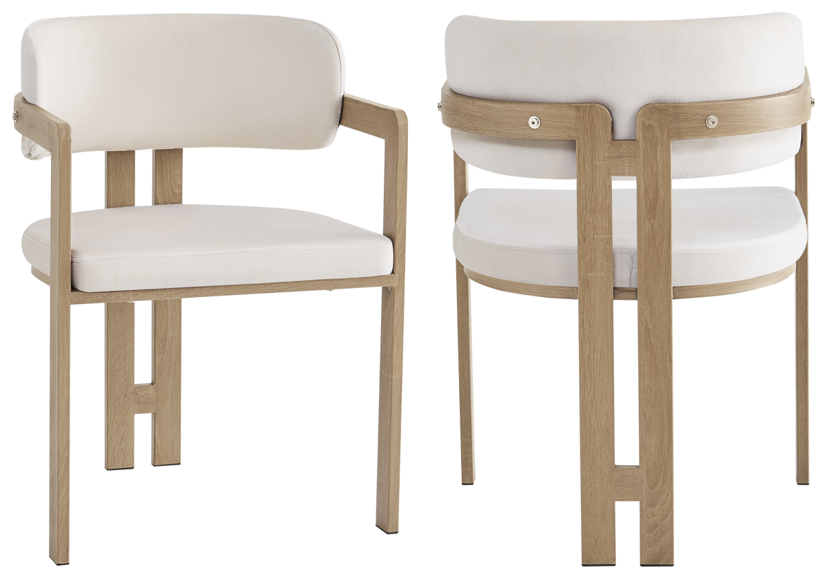 Fauteuil de table beige et bois clair x2 | Vexta