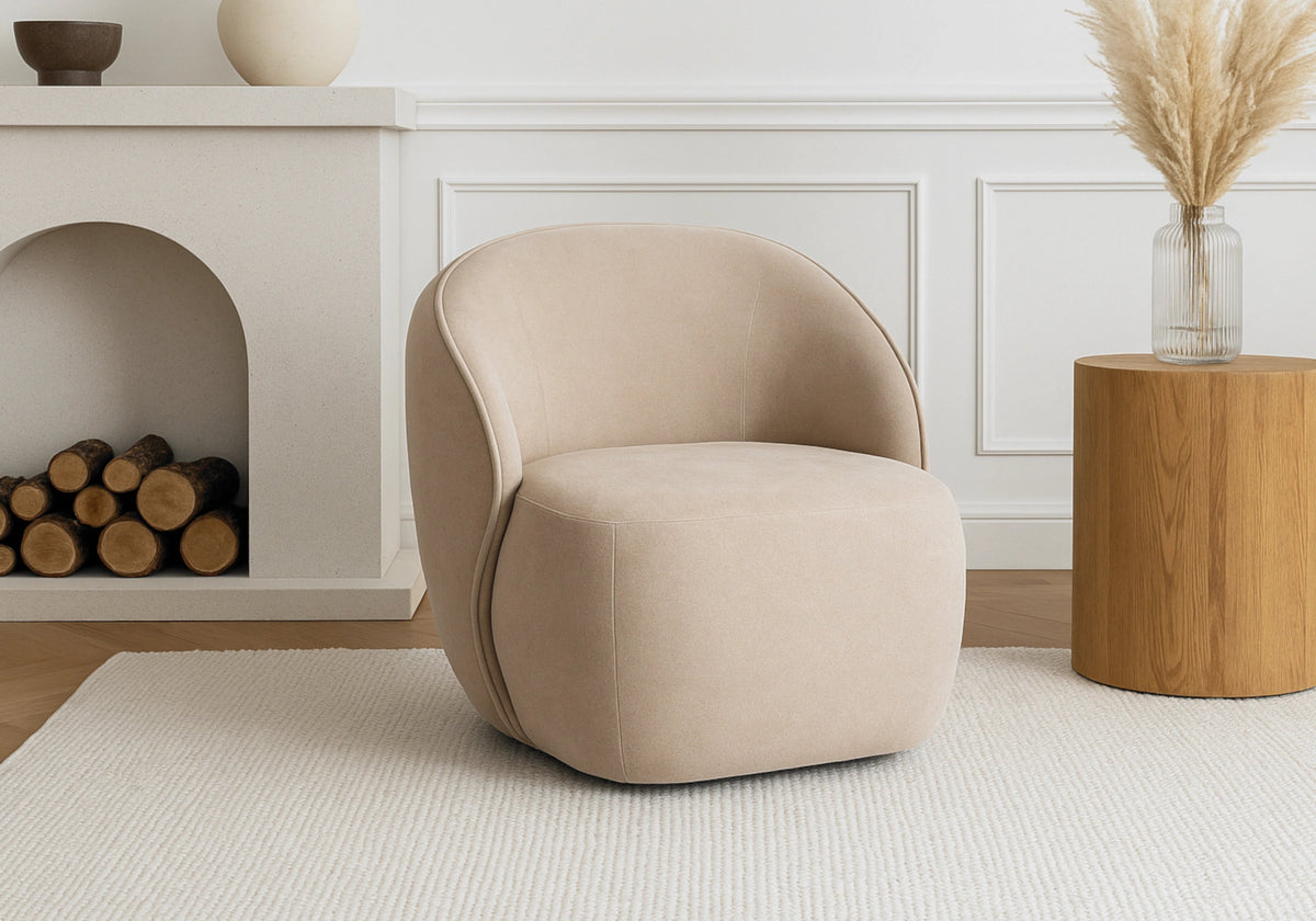 Fauteuil design et pivotant en taupe | Zeno