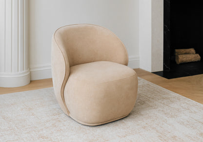 Fauteuil design et pivotant en taupe | Zeno