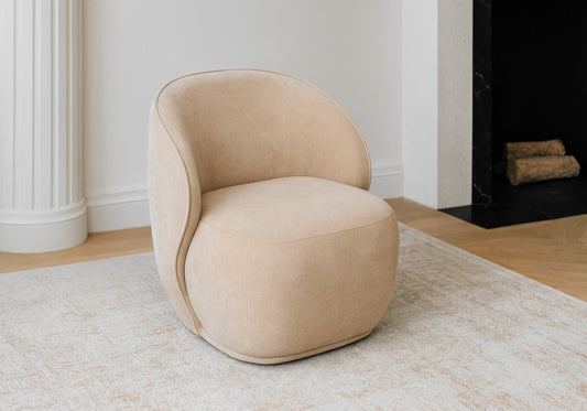 Fauteuil design et pivotant en taupe | Zeno