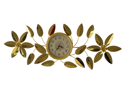 Horloge murale silencieuse fleur en métal doré | Kreo