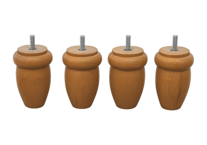 Jeu de 4 pieds de lit bois massif bombés 9 cm | Vexta