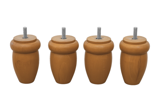 Jeu de 4 pieds de lit bois massif bombés 9 cm | Vexta