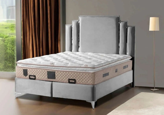 Lit coffre design en gris 160x200 cm | Zylos