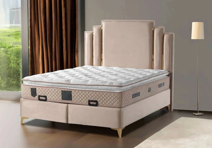 Lit coffre design en taupe 160x200 | Zylos
