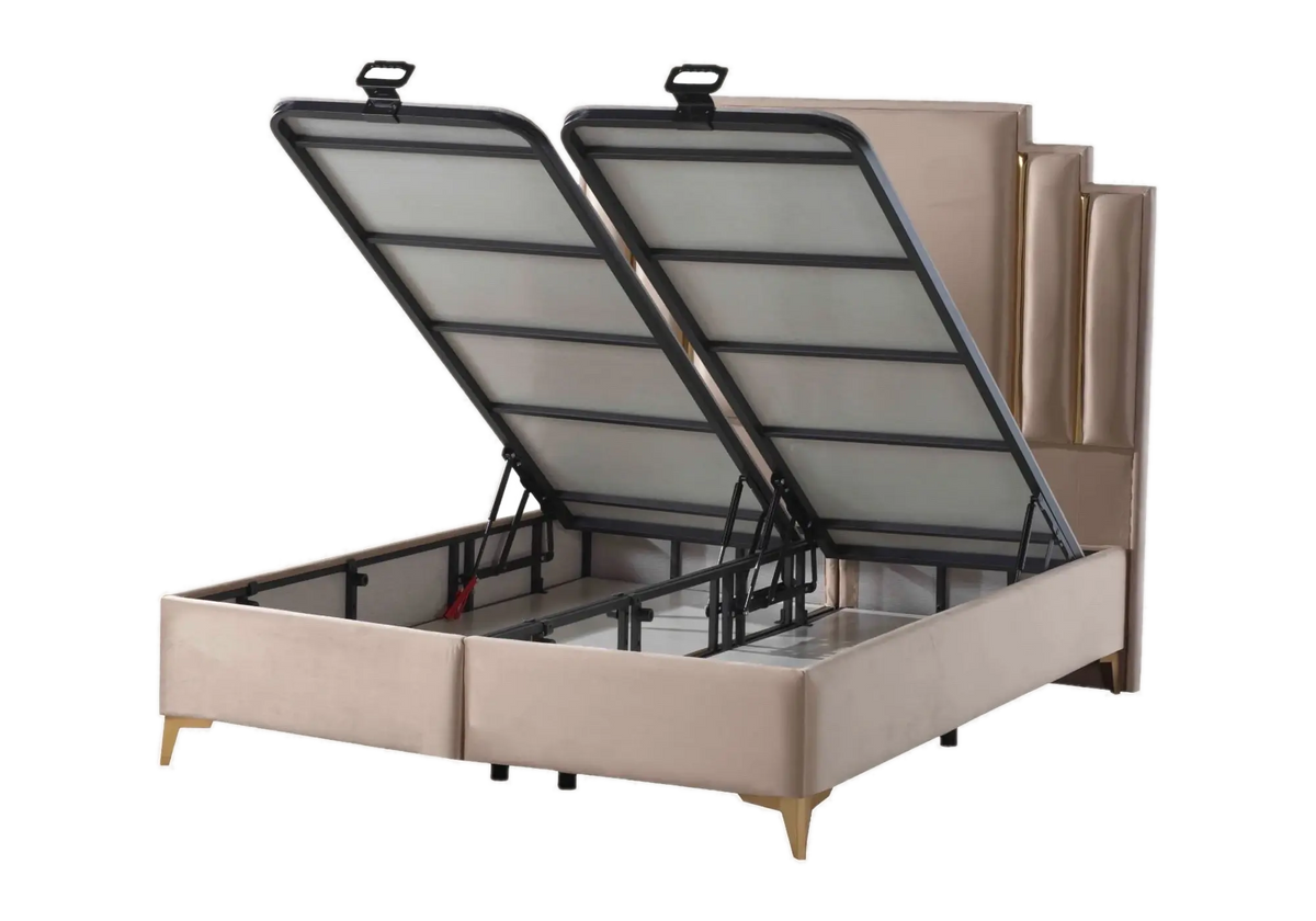Lit coffre design en taupe 160x200 | Zylos