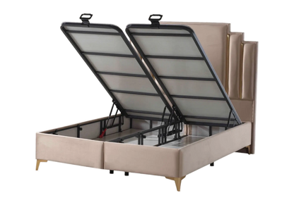 Lit coffre design en taupe 160x200 | Zylos