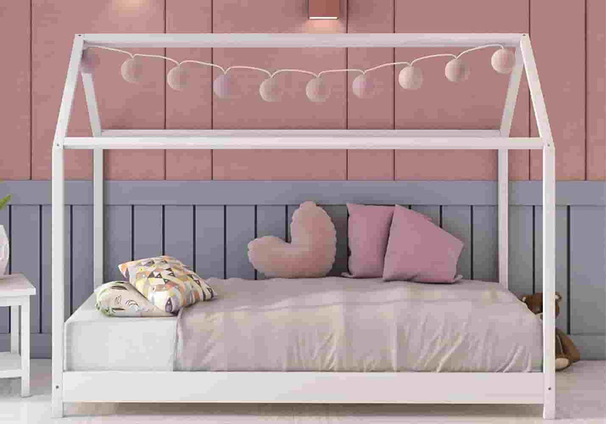 Lit cabane enfant bois blanc au design moderne | Kova