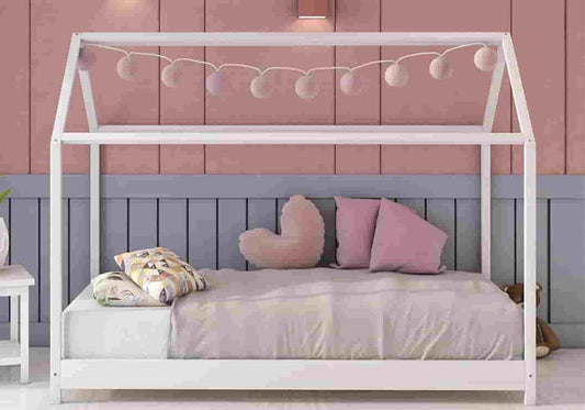 Lit cabane enfant bois blanc au design moderne | Kova