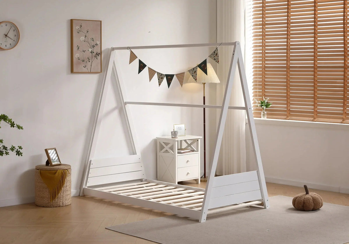 Lit cabane enfant moderne bois et mdf blanc | Brio