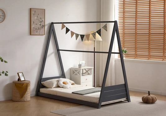 Lit cabane enfant bois gris pour chambre moderne | Brio