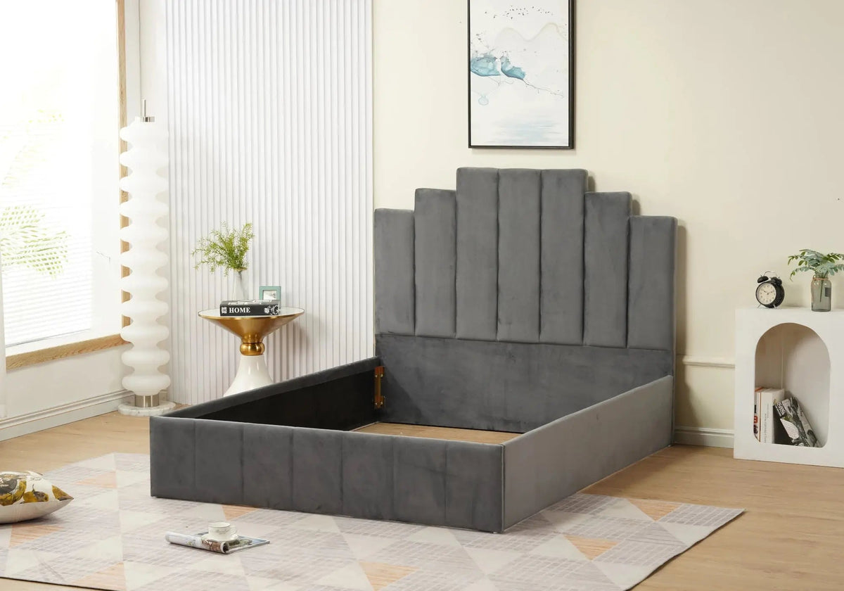Lit capitonné en anthracite 2 places | Zynto